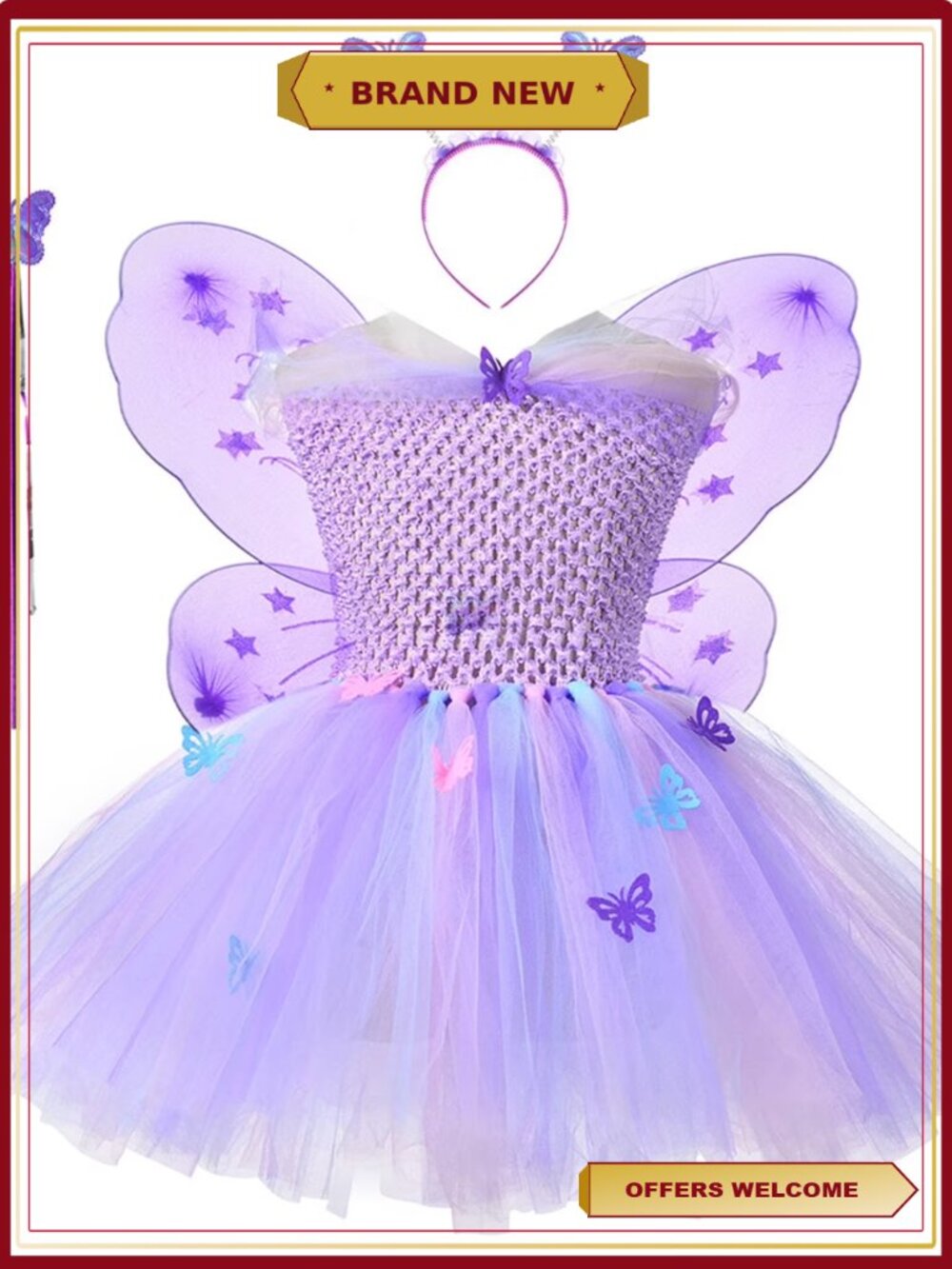 Girls Fairy Princess Tutu Costume Dress Halloween Birthday Party Dress Up